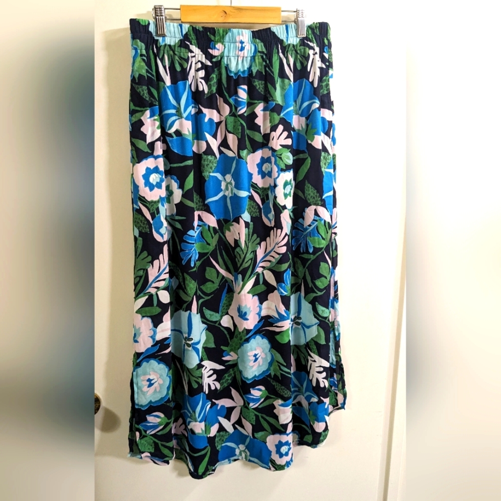 LOFT Tropical Print Maxi Skirt - Blue and Green - Picture 3 of 7